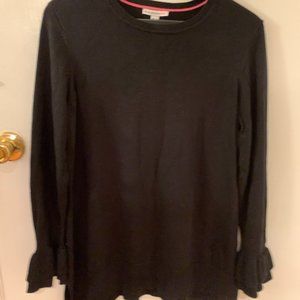 Isaac Mizrahi LIVE! Women sweater size XL ruffle bell Sleeve Black style Tunic